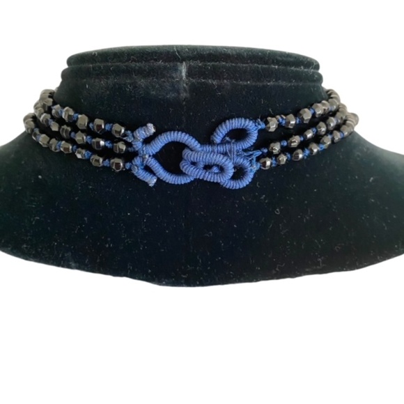 3 Tiered Hand Crafted Faceted Crystal Necklace - Picture 3 of 5